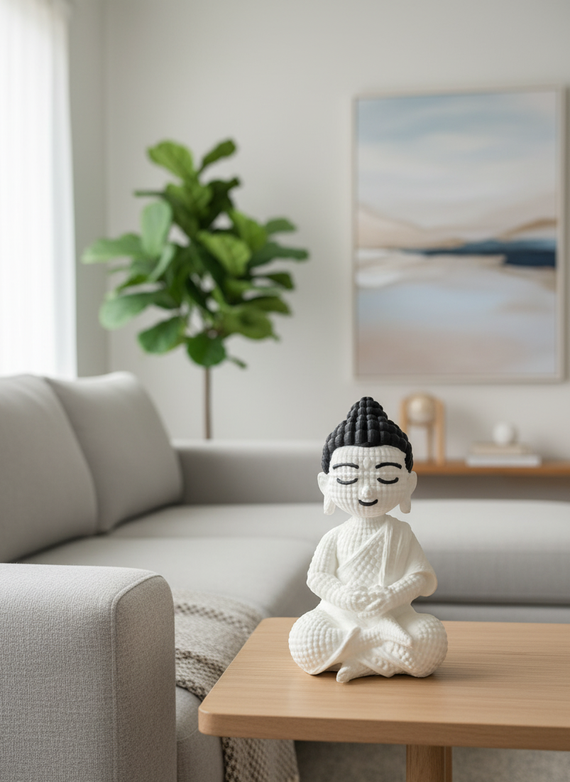 Minimalist Buddha Statue | 3D Printed Spiritual Decor