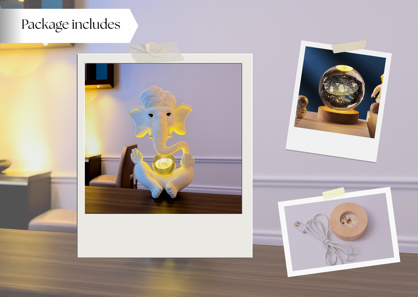 Ganesh Ji Lamp with Universe Crystal Ball – The Protector of All Creation